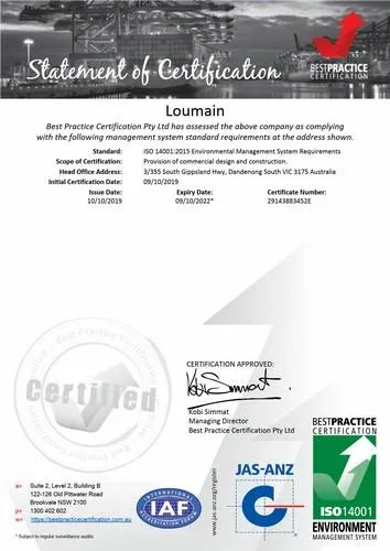 ISO14001 Loumain Certified