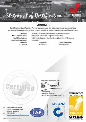 ISO45001 Loumain Certified