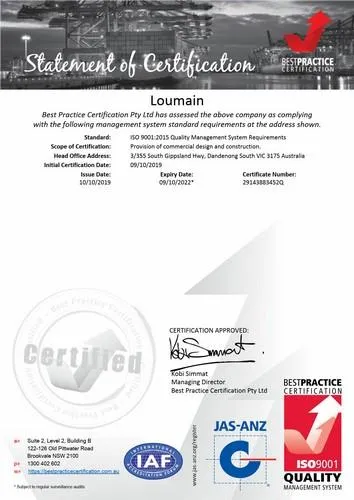 ISO9001 Loumain Certified